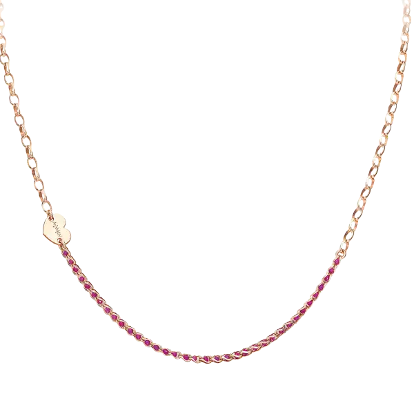 Ružovo pozlátený strieborný náhrdelník s kryštálmi a srdiečkom AMEN Love CLCRICURR