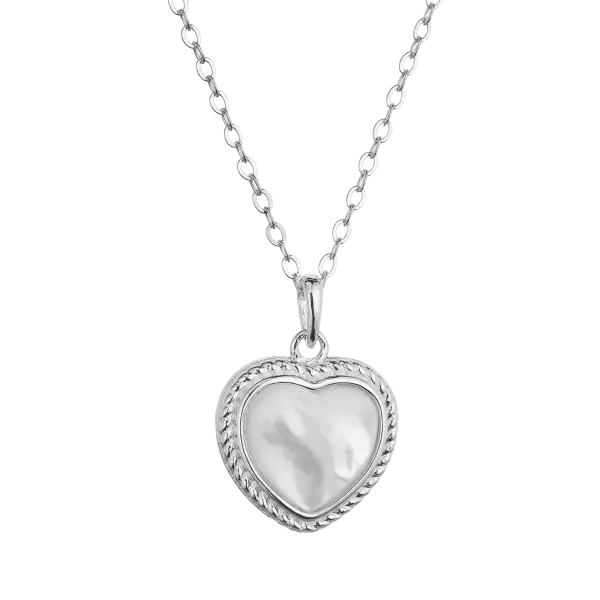 Strieborný náhrdelník srdce s perleťovým zirkónom Evolution 2.5g 12058.1