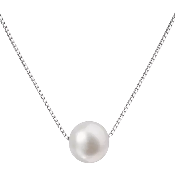 Strieborný perlový náhrdelník biely 22023.1 Pavona