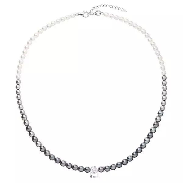 Perlový náhrdelník bielo-šedý 32065.3 - 2
