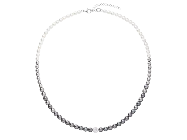 Perlový náhrdelník bielo-šedý 32065.3