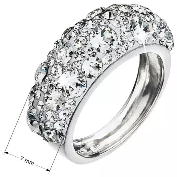 Strieborný prsteň s krištálmi Swarovski biely 35031.1 - 2