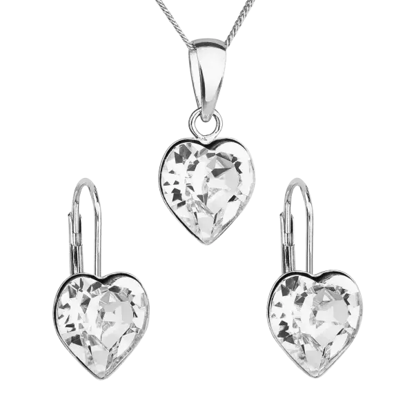 Sada šperkov s kryštálmi Swarovski náušnice, retiazka a prívesok biele srdce Evolution 4.0g 39141.1