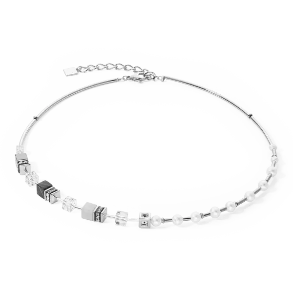 COEUR DE LION dámsky náhrdelník GeoCUBE® Fusion Precious Pearl Mix silver-grey 1122101217
