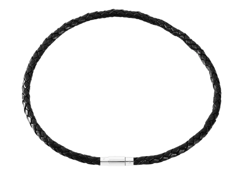 Pánsky čierny pletený kožený náhrdelník AAGAARD 730130