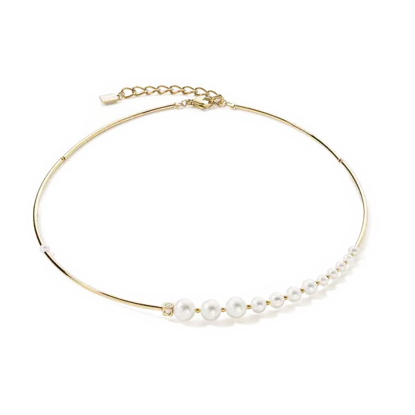 COEUR DE LION dámsky náhrdelník Asymmetry Freshwater Pearls & stainless steel white-gold 1102101416