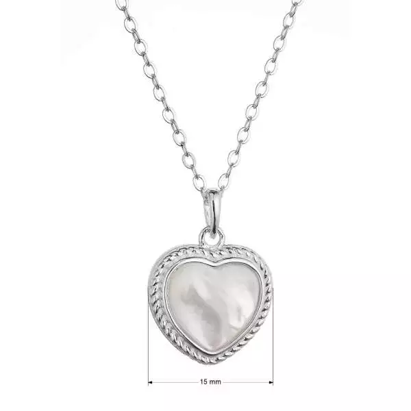 Strieborný náhrdelník srdce s perleťovým zirkónom Evolution 2.5g 12058.1 - 2