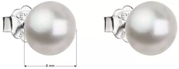Strieborné náušnice kôstka s perlou Swarovski okrúhle 31142.1 biela - 2
