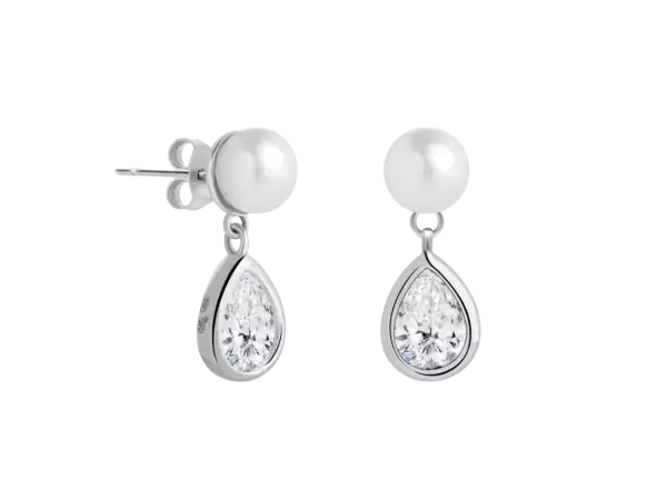 Elegantné strieborné náušnice s pravou perlou Pure Pearl 533700