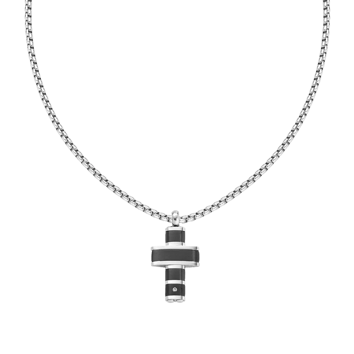 Pánsky náhrdelník s krížikom z ocele so zirkónom ACCL106