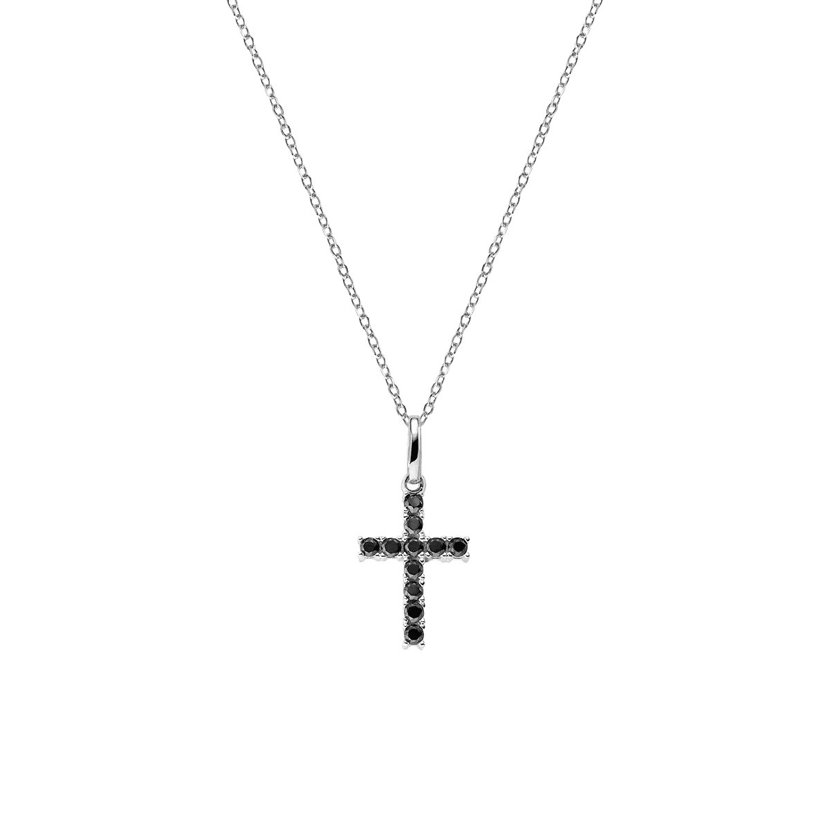 Dámsky náhrdelník AMEN s krížom s čiernymi zirkónmi 