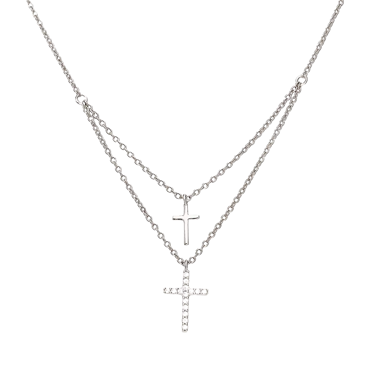 Strieborný náhrdelnik AMEN s dvomi krížikmi cl2crossbbz