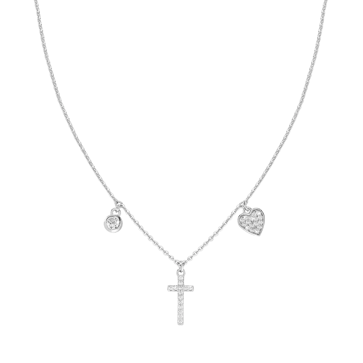 Strieborný náhrdelník AMEN s krížom a srdcom clcrcubbz