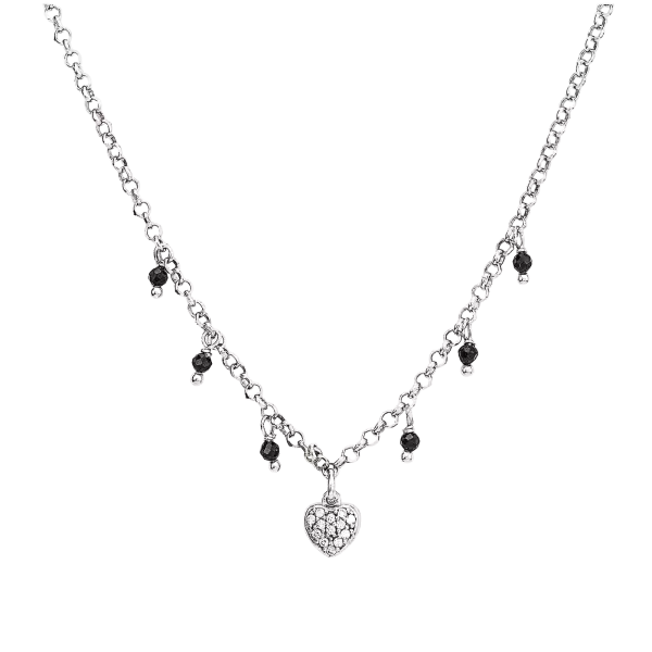 Strieborný náhrdelník s čiernymi krištáľmi AMEN Candy Charm CLCBNZ