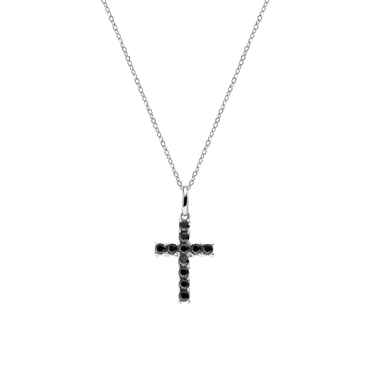 Dámsky náhrdelník AMEN s krížom s čiernymi zirkónmi CRBN02