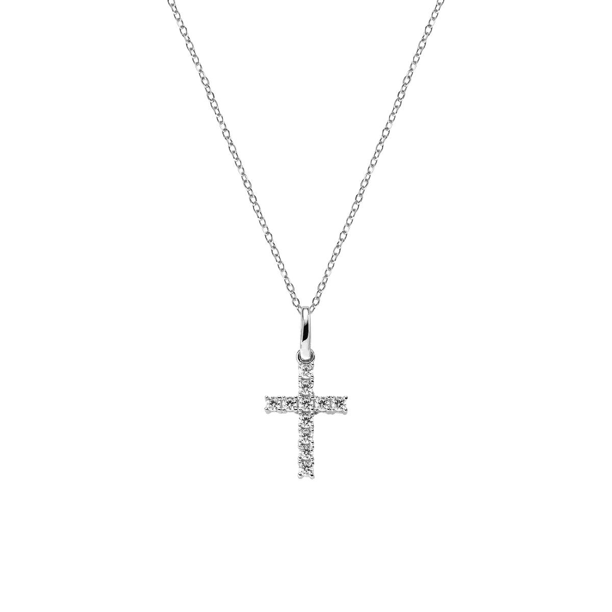 Dámsky náhrdelník AMEN s krížom s bielymi zirkónmi CRBB03