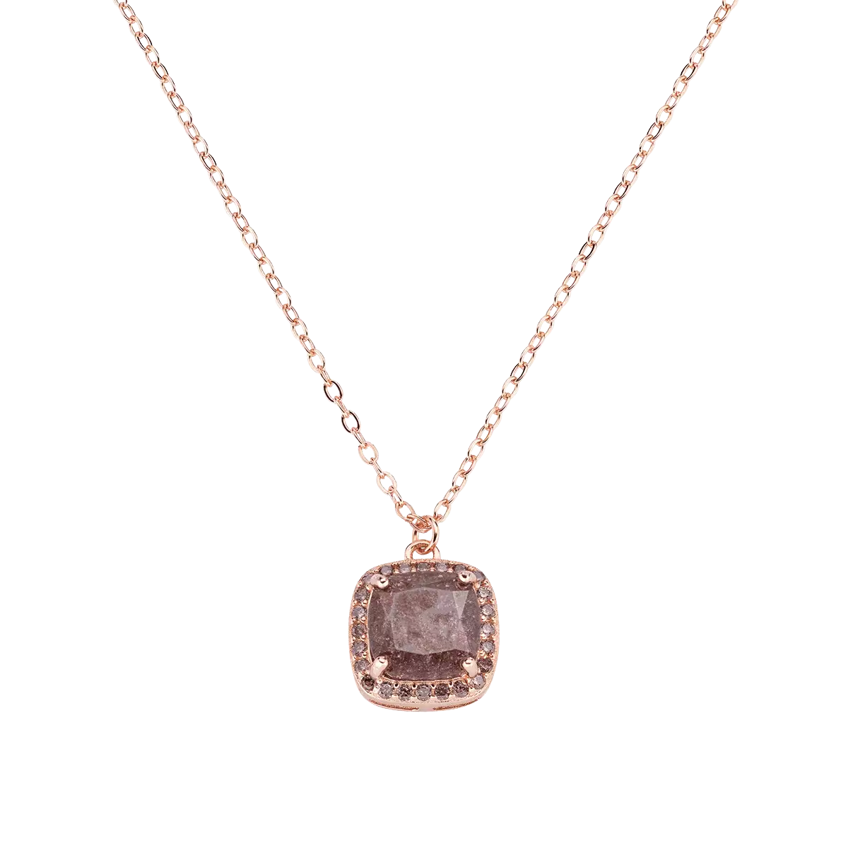 Ružovozlatý strieborný náhrdelník AMEN Creek Stone