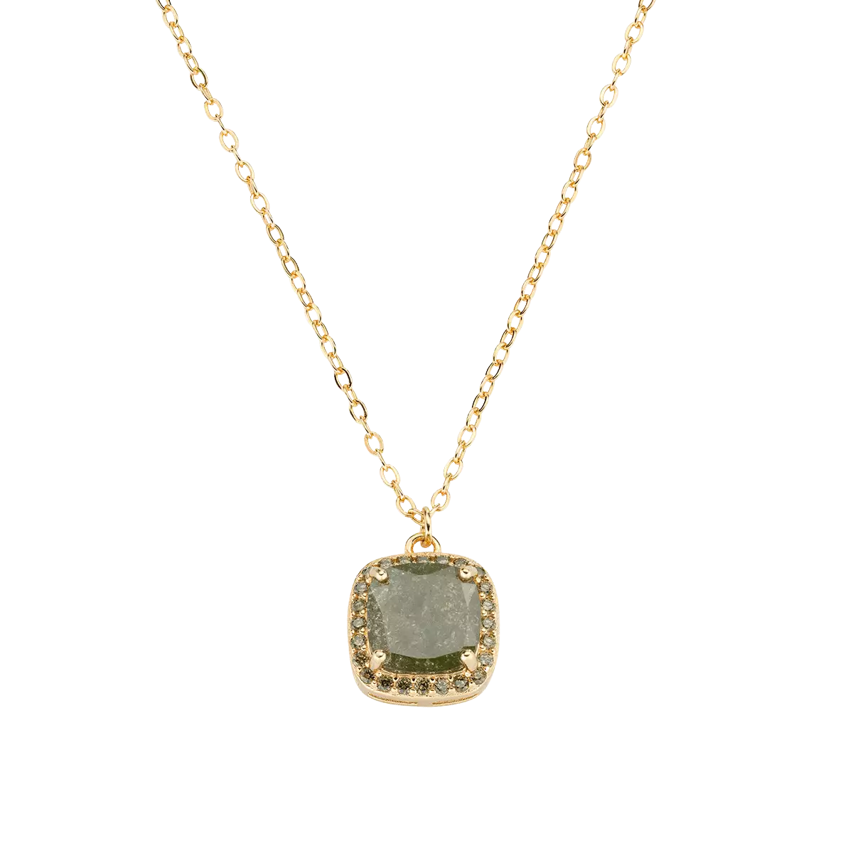Pozlátený strieborný náhrdelník AMEN olive creek stone