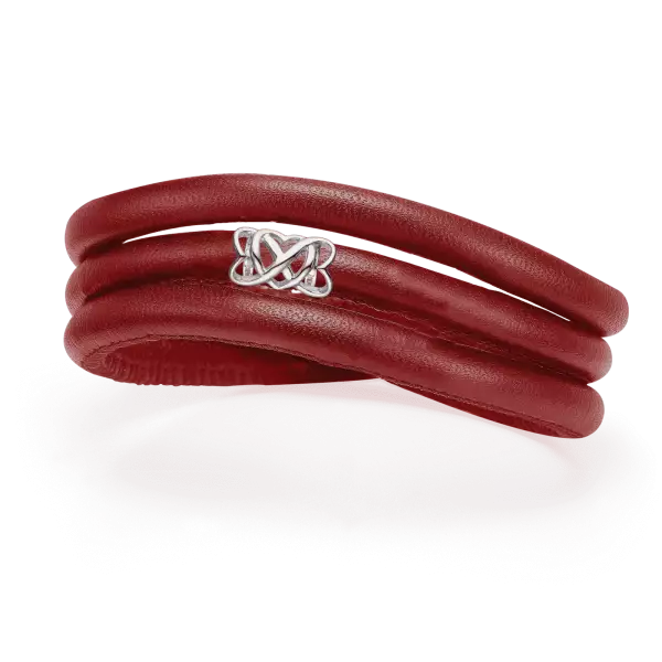 Kožený náramok CHRISTINA červený so strieborným korálikom Eternity