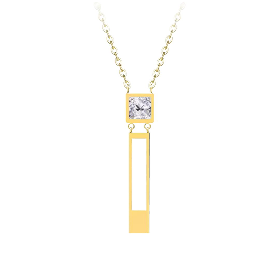 Pozlátený oceľový náhrdelník Straight s čírym krištáľom Preciosa 7391Y00