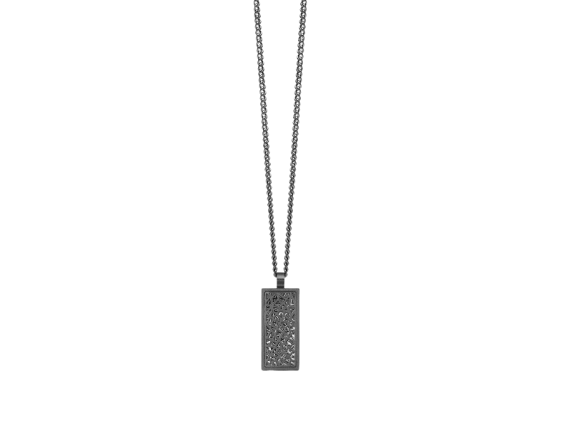 Oceľový náhrdelník AAGAARD s príveskom Gun metal mriežka 330652 2