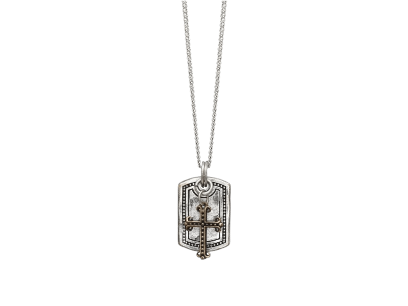Oceľový náhrdelník AAGAARD s príveskom ŠTÍT a KRÍŽ 3301343 2