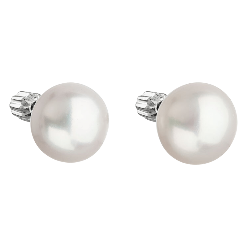 Strieborné náušnice kôstky s bielou riečnou perlou 21005.1 PAVONA 2