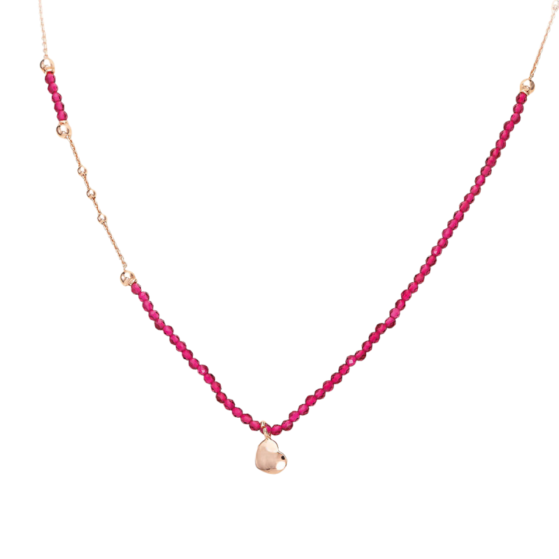 Ružovo pozlátený strieborný náhrdelník s krištáľmi a srdcom AMEN Love CLCOCURR3 2