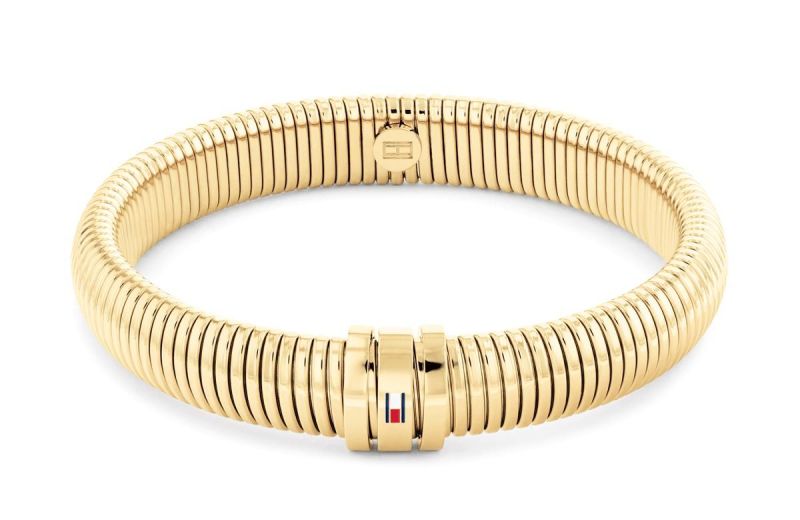 TOMMY HILFIGER FLAG masívny pozlátený pružný náramok 2780995 2