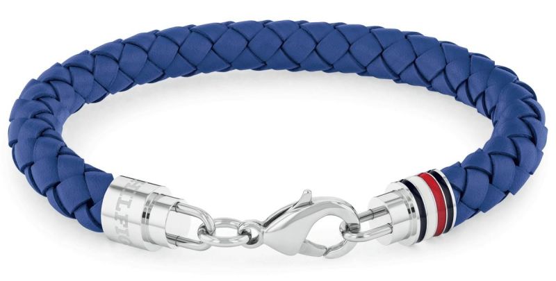 TOMMY HILFIGER pánsky modrý kožený náramok s oceľovou sponou 2790548 2