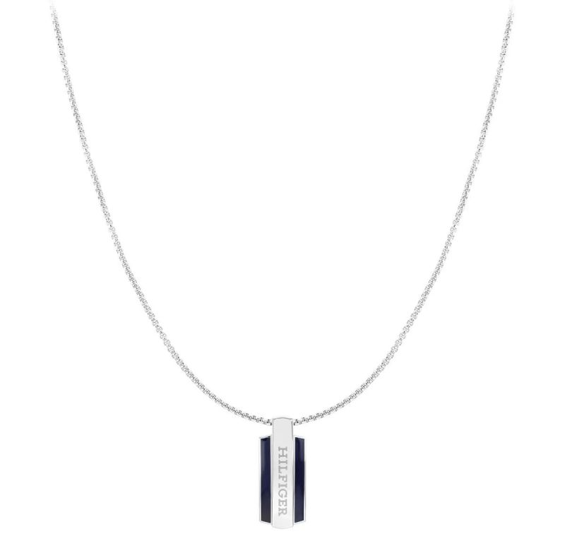 Tommy Hilfiger Stainless Steel Blue Enamel Pendant Necklace 2790599 2