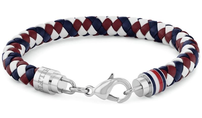 TOMMY HILFIGER TYSON pánsky kožený pletený náramok s oceľovou sponou 2790633 2