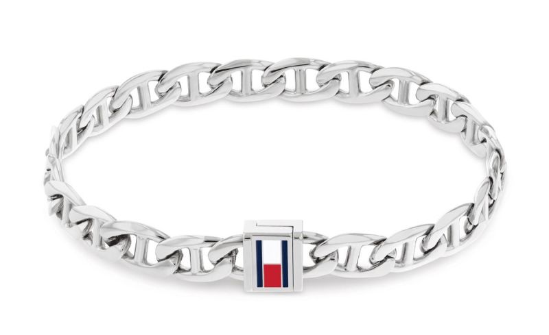 Tommy HIlfiger Enamel Flag Stainless Steel Chain-Link Bracelet 2790645 2