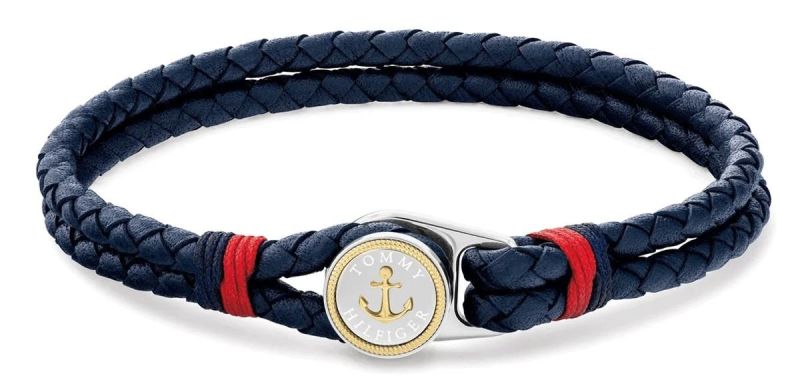 Tommy Hilfiger Gold-Plated Nautical Charm Blue Leather Bracelet 2790691 2