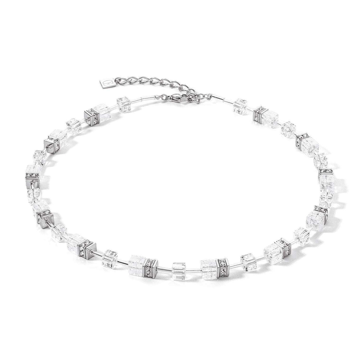 Coeur de Lion náhrdelník GeoCUBE® Iconic Nature necklace silver-white 3018/10-1417 2