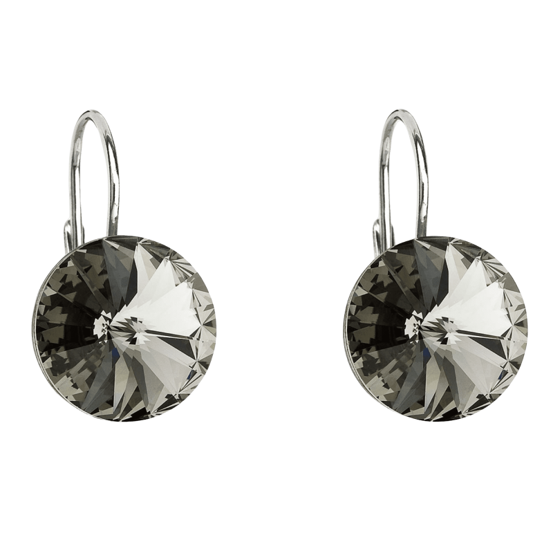 Strieborné náušnice visiace s kryštálmi Swarovski sivé okrúhle Evolution 3.0g 31106.3 2