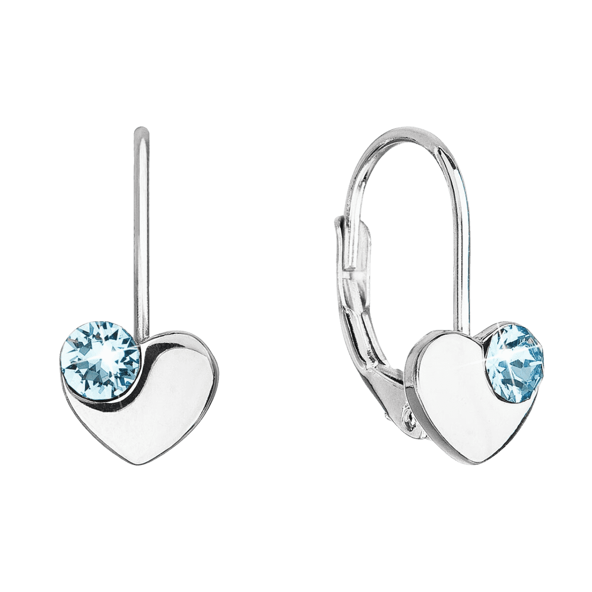 Strieborné visiace náušnice so Swarovski kryštálmi srdiečka Evolution 1.6g 31299.3 2