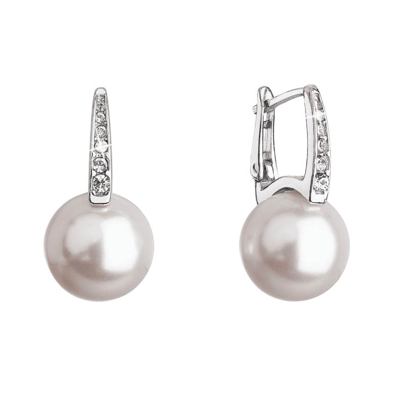 Strieborné náušnice visiace so Swarovski perlou a krištáľmi Evolution 4.0g 31301.1 2