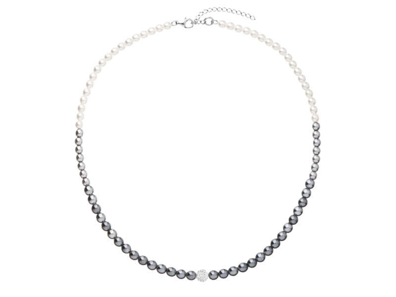 Perlový náhrdelník bielo-šedý 32065.3 2