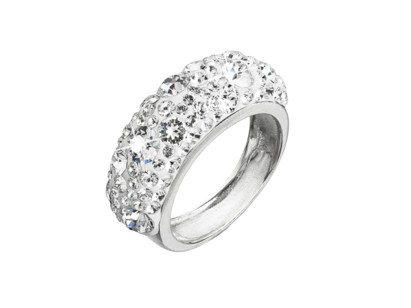Strieborný prsteň s krištálmi Swarovski biely 35031.1 2