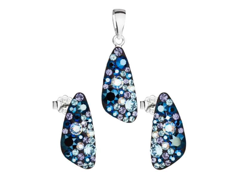 Sada šperkov s krištáľmi Swarovski náušnice a prívesok modrý 39167.3 blue style 2