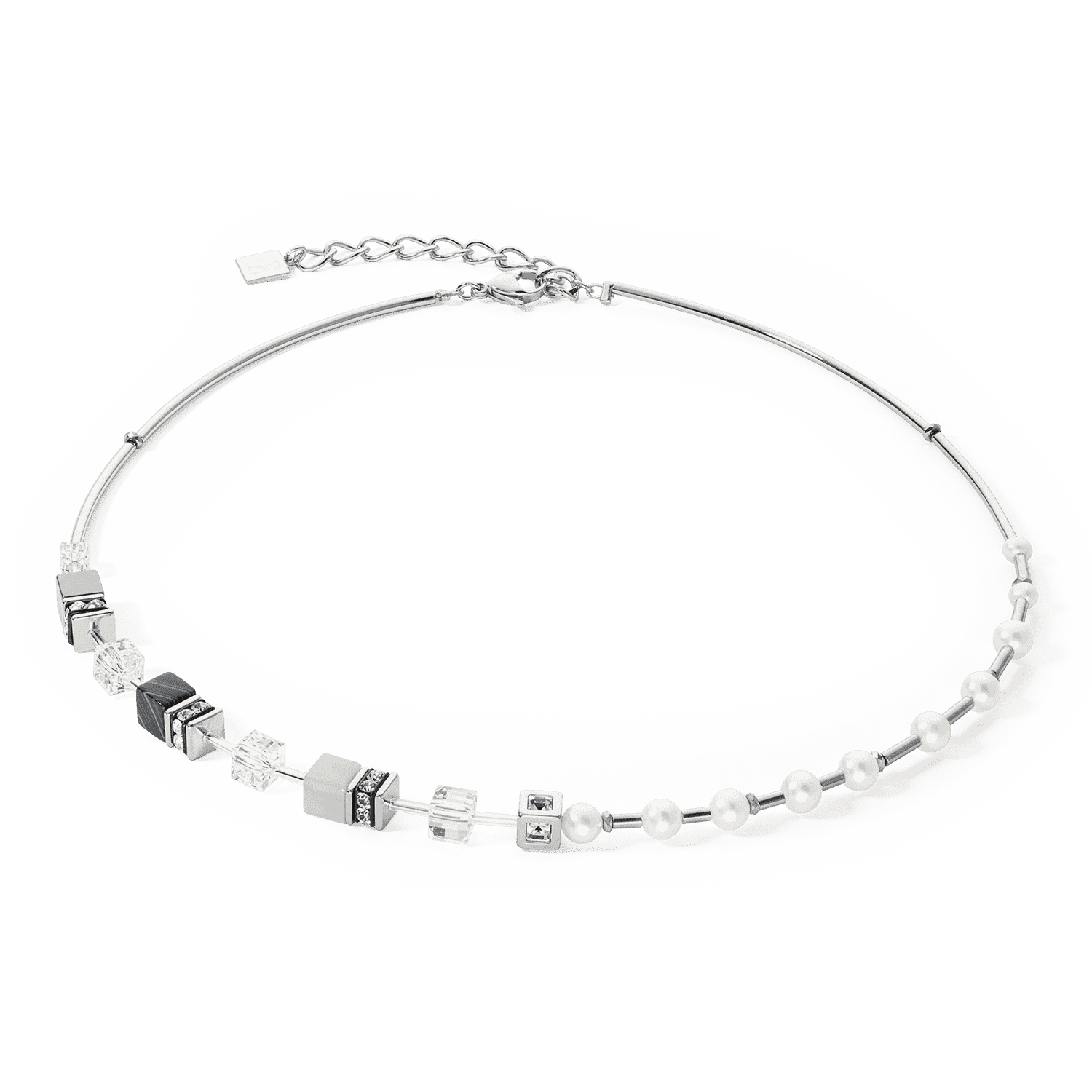 COEUR DE LION dámsky náhrdelník GeoCUBE® Fusion Precious Pearl Mix silver-grey 1122101217 2