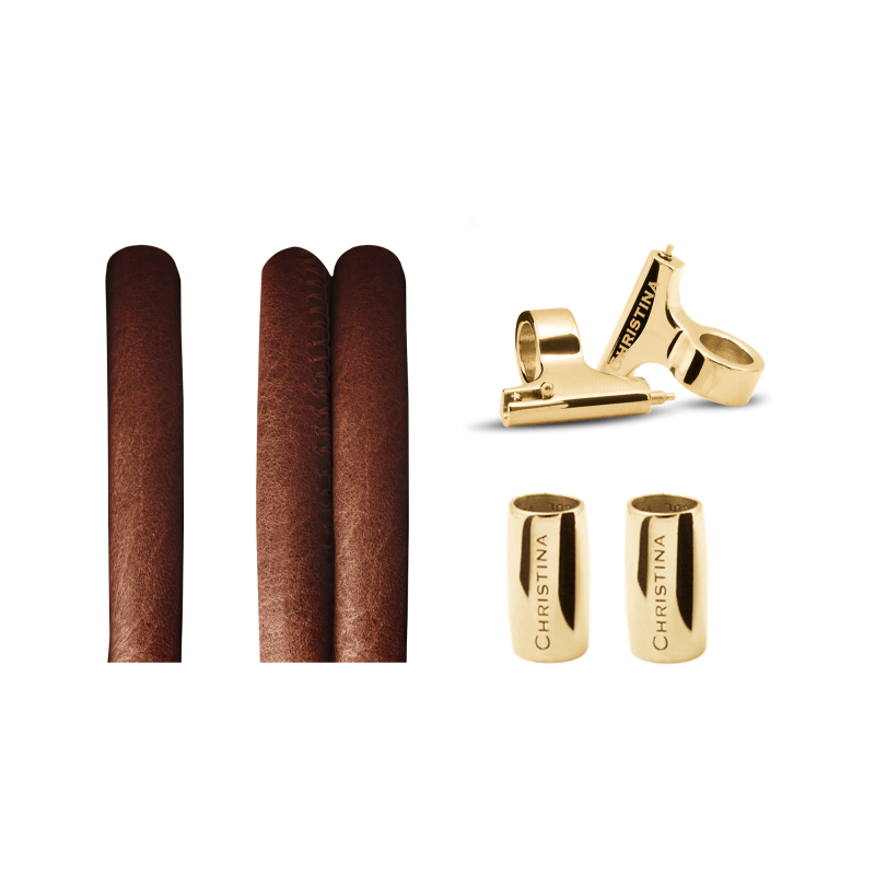 Náramkový set pre hodinky - Classic Lædersæt til ur Cognac 2