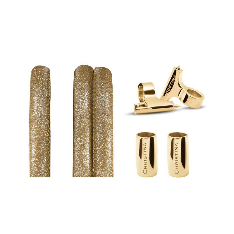 Náramkový set pre hodinky - Classic Lædersæt Til Ur-Sparkling Gold 2