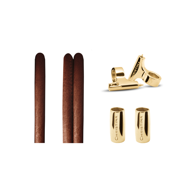 Náramkový set pre hodinky - Slim Lædersæt til ur Cognac 2