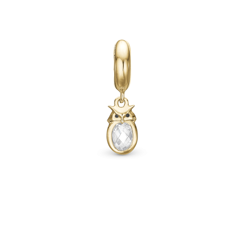 Korálik na Slim náramky - Wise Owl, gold plated silver 2