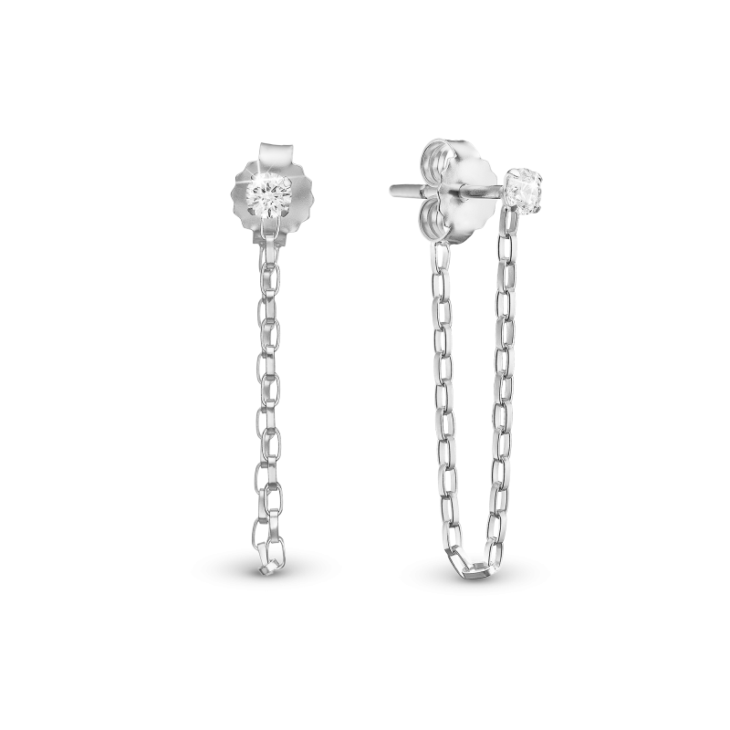 Náušnice - White CZ chain 2