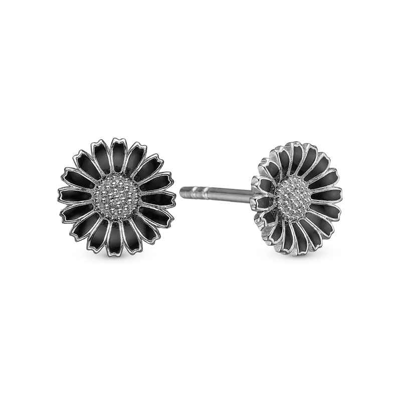Náušnice - Marguerite black 8mm 2