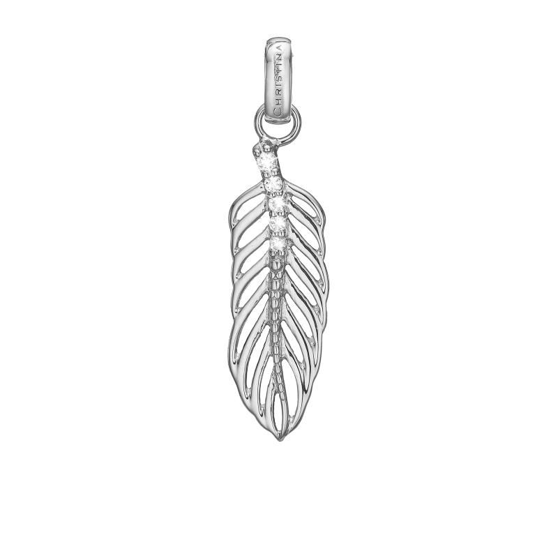Prívesok - Large Topaz Feather Pendant, silver 2