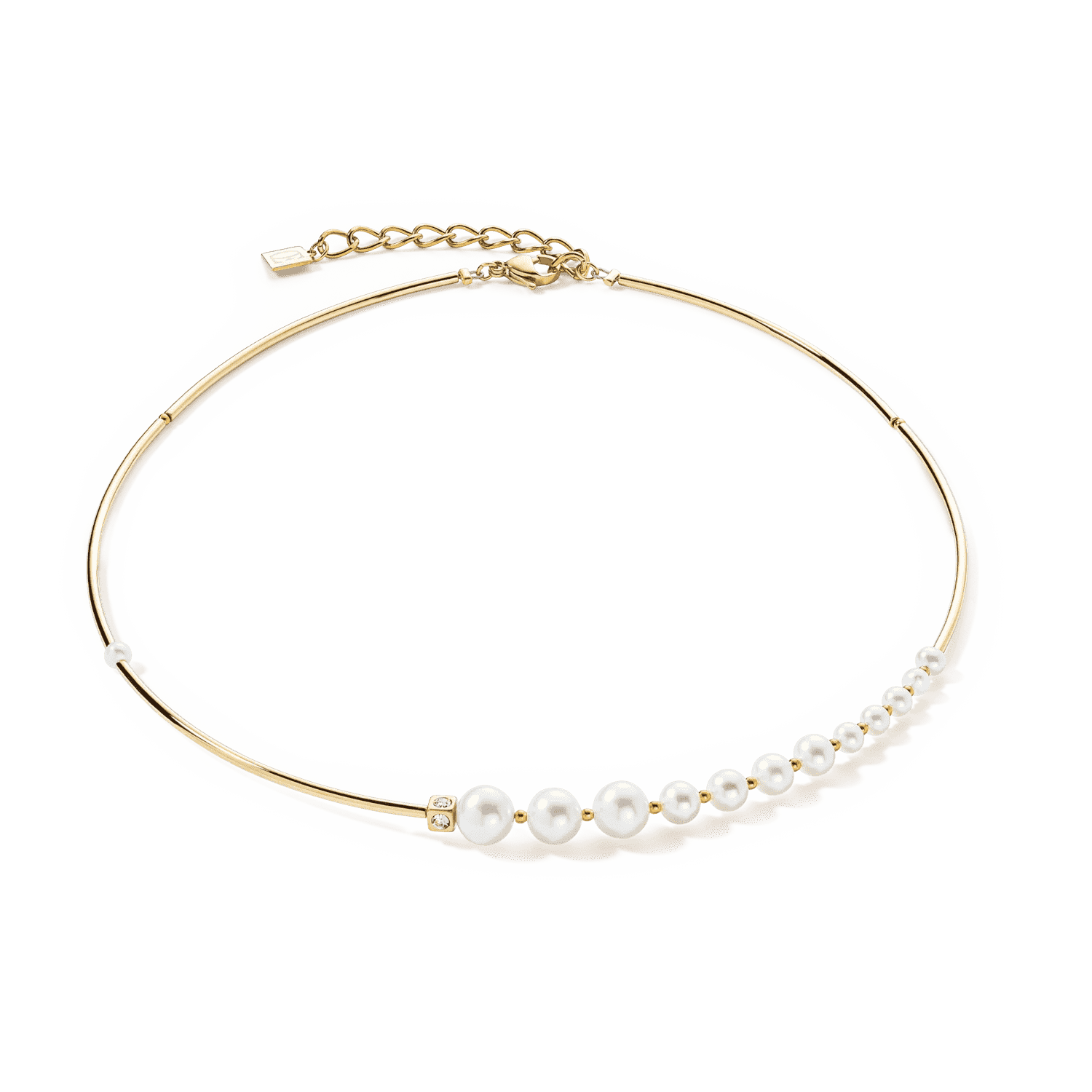 COEUR DE LION dámsky náhrdelník Asymmetry Freshwater Pearls & stainless steel white-gold 1102101416 2